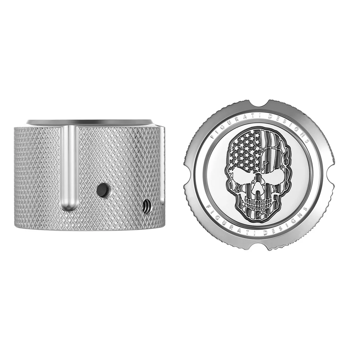 Figurati Designs Front Axle Nut Covers Stainless Skull Flag - Image 2