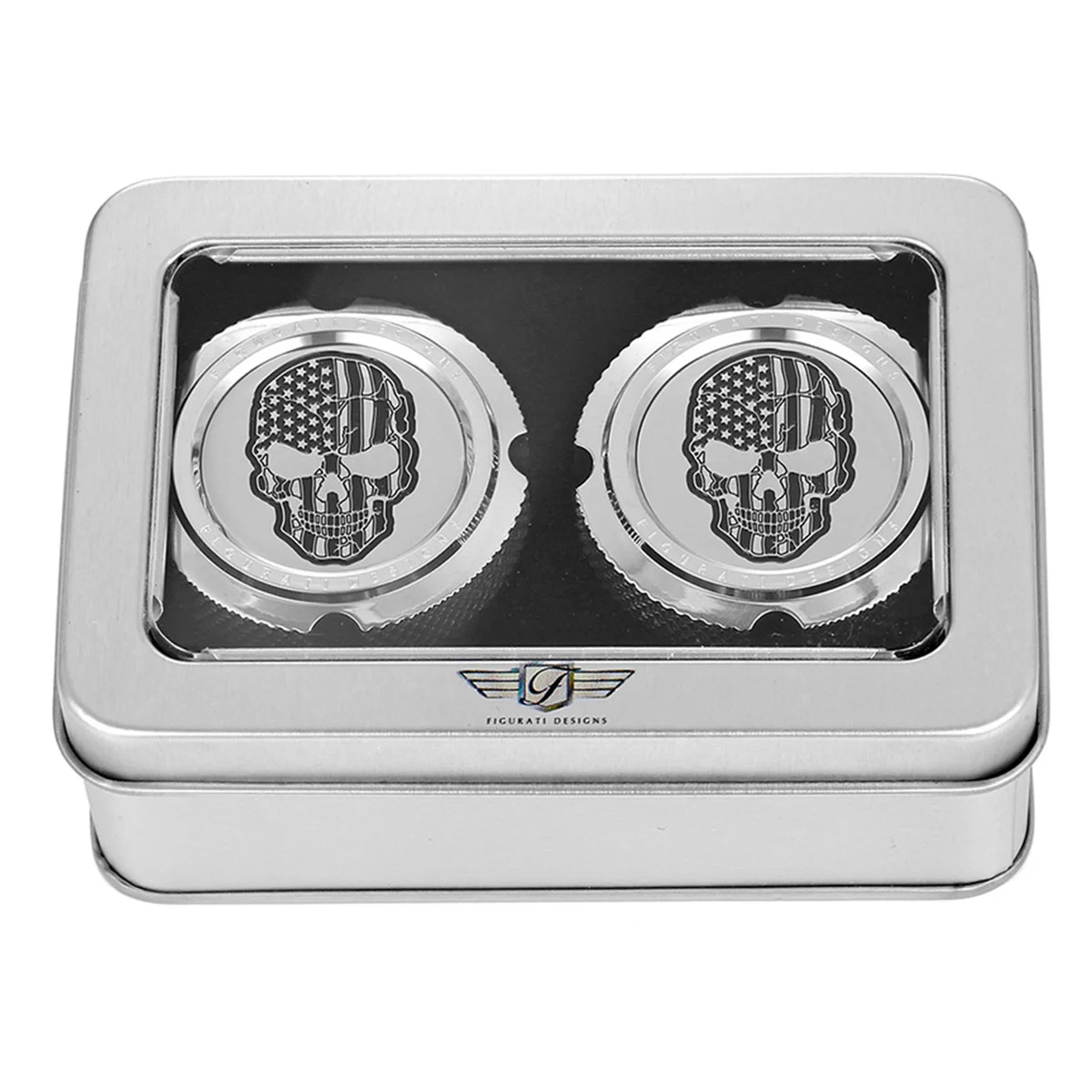 Figurati Designs Front Axle Nut Covers Stainless Skull Flag - Image 3