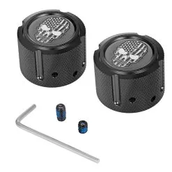 Figurati Designs Front Axle Nut Covers Black Skull Flag