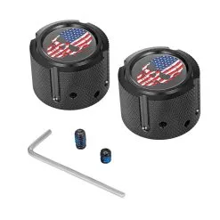 Figurati Designs Front Axle Nut Covers Black Red/White/Blue Skull