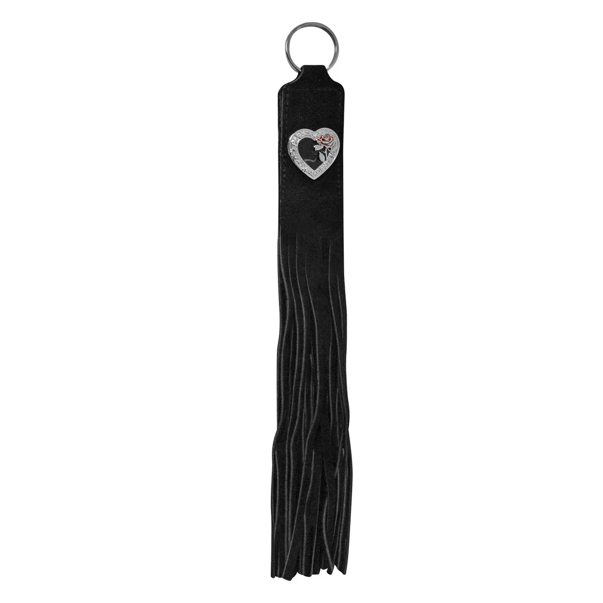 Eagle Leather Heart & Rose Concho Fringed Key Whip