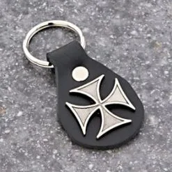 Eagle Leather Maltese Cross Collection Key Fob