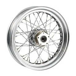 V-Twin Manufacturing 40 Twisted Spoke Chrome Front Wheel, 16" X 3.00"