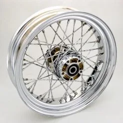 V-Twin Manufacturing 40 Twirled Spoke Chrome Rear Wheel, 16" X 4.00"