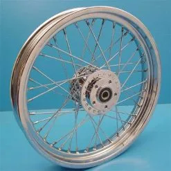 V-Twin Manufacturing Replica 40 Spoke Polished Front Wheel, 21" X 2.15"