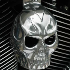 Chrome Dome Polished Evil Twin Skull Horn Cover