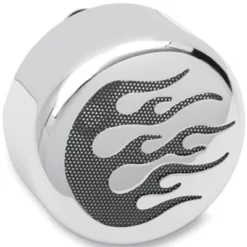Drag Specialties Chrome Horn Cover With Black Flames