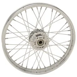 Drag Specialties 40 Spoke Chrome Front Wheel, 21" X 2.15", ABS